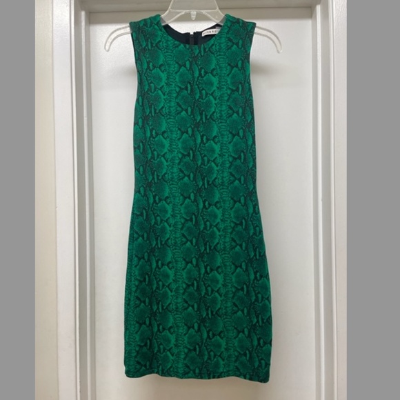 Alice + Olivia Delora Dress Green Snake Print EUC - Picture 3 of 8